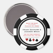 Black and White Poker Chip Wedding Save the Date Magneet (Voorkant / Achterkant)