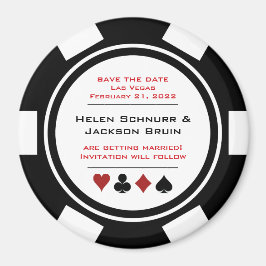 Black and White Poker Chip Wedding Save the Date Magneet
