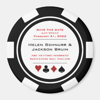 Black and White Poker Chip Wedding Save the Date Magneet