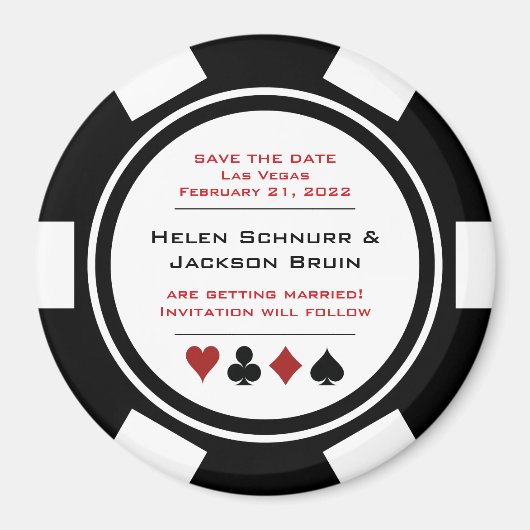 Black and White Poker Chip Wedding Save the Date Magneet (Voorkant)