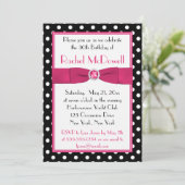 Black and White Polka Dot 30th Birthday Invitation Kaart (Staand voorkant)