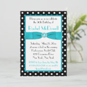Black and White Polka Dot 30th Birthday Invitation Kaart (Staand voorkant)