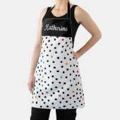 Black and White Polka Dot Custom Name Apron Schort (Insitu)