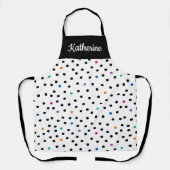Black and White Polka Dot Custom Name Apron Schort (Voorkant)