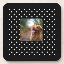 Black and white polka dot Dog pic Bier Onderzetter