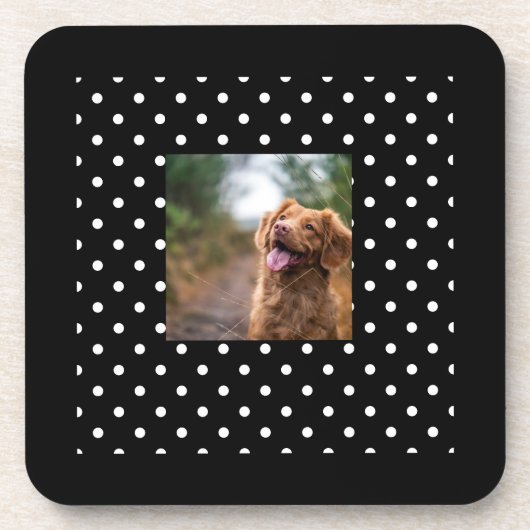 Black and white polka dot Dog pic Bier Onderzetter (Voorkant)