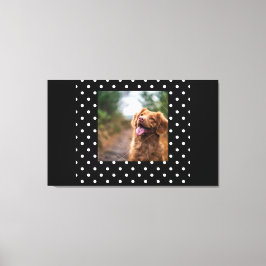 Black and white polka dot Dog pic Canvas Afdruk
