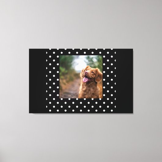 Black and white polka dot Dog pic Canvas Afdruk (Voorkant)