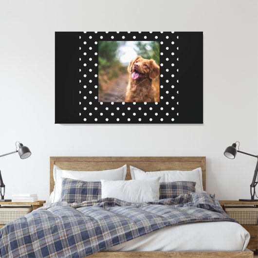Black and white polka dot Dog pic Canvas Afdruk (Insitu (Slaapkamer))