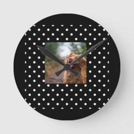 Black and white polka dot Dog pic Ronde Klok