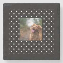 Black and white polka dot Dog pic Stenen Onderzetter