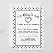 Black and White Polka Dot Heart Wedding Kaart (Voorkant)