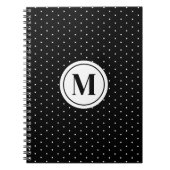 Black and White Polka Dot Pattern Monogram Notitieboek (Voorkant)
