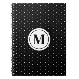 Black and White Polka Dot Pattern Monogram Notitieboek