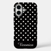 Black and White Polka Dot Personalized Name  Case-Mate iPhone Case (Achterkant)