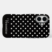 Black and White Polka Dot Personalized Name Case-Mate iPhone Case (Achterkant (horizontaal))