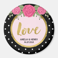 Black and White Polka Dot Rozen Wedding Love