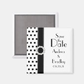 Black and White Polka Dot Save the Date Magnet (Voorkant / Achterkant)