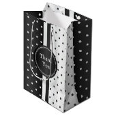 Black and White Polka Dots - Bedankt Medium Cadeauzakje (Voorkant Gekanteld)