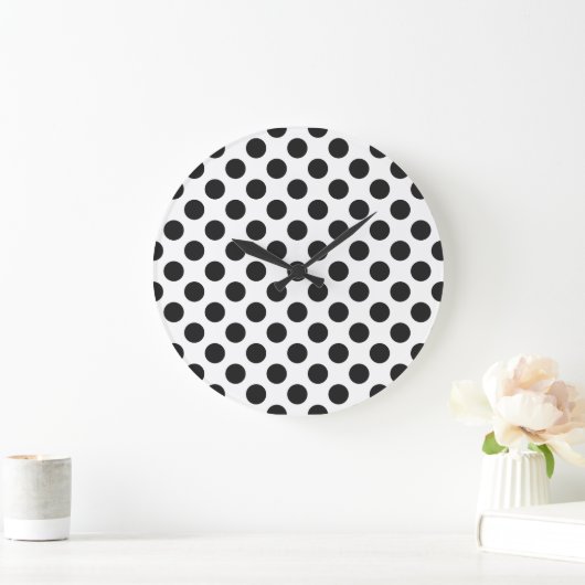 Black and White Polka Dots Grote Klok (Huis)