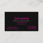 Black and White Polka Dots Hot Pink Name Bord Visitekaartje (Achterkant)