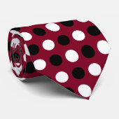 Black and White Polka Dots on Burgundy Tie Stropdas (Opgerold)