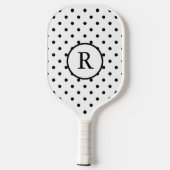 Black and White Polka Dots Pickleball Paddle (Achterkant)
