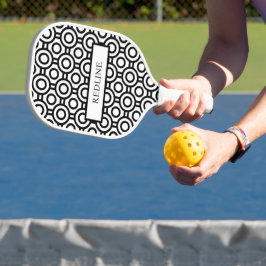 Black and White Polka Dots Pickleball Paddle