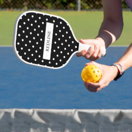 Black and White Polka Dots Pickleball Paddle