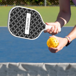 Black and White Polka Dots Pickleball Paddle