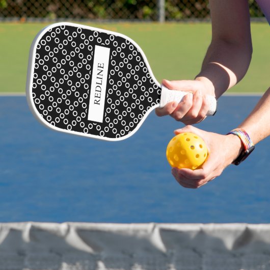 Black and White Polka Dots Pickleball Paddle (Insitu)