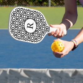 Black and White Polka Dots Pickleball Paddle