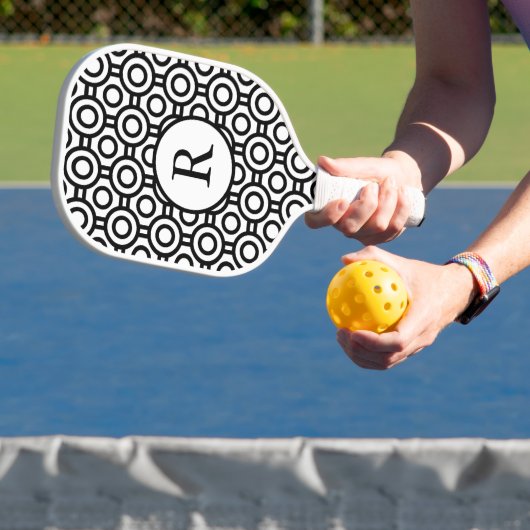 Black and White Polka Dots Pickleball Paddle (Insitu)