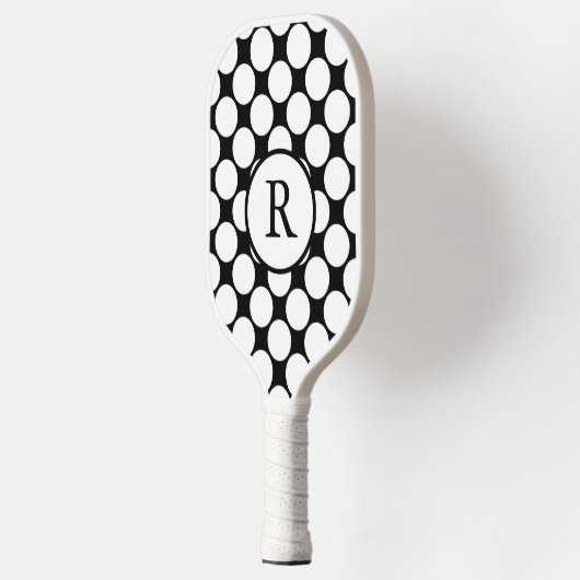 Black and White Polka Dots Pickleball Paddle (Links)