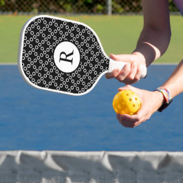 Black and White Polka Dots Pickleball Paddle