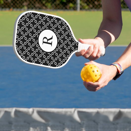 Black and White Polka Dots Pickleball Paddle (Insitu)