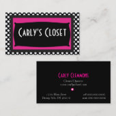 Black and White Polka Dots w/ Designer Name Bord Visitekaartje (Voorkant / Achterkant)