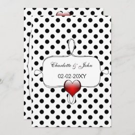 Black and White Polka Dots Wedding Kaart