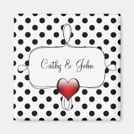 Black and White Polka Dots Wedding Magneet