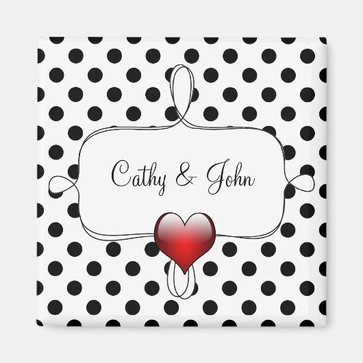 Black and White Polka Dots Wedding Magneet (Voorkant)