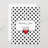 Black and White Polka Dots Wedding Uitnodiging Briefkaart (Voorkant / Achterkant)
