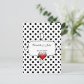 Black and White Polka Dots Wedding Uitnodiging Briefkaart (Staand voorkant)