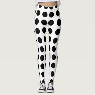 Black and White Polka Dots Yoga Pants Leggings