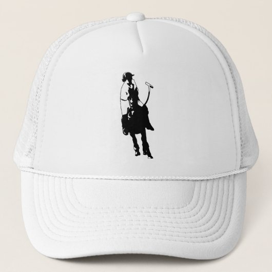 Black and White Polo Player Swinging Mallet Trucker Pet (Voorkant)