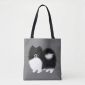 Black and White Pomeranian Cartoon Dog Tote Bag (Voorkant)