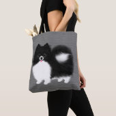 Black and White Pomeranian Cartoon Dog Tote Bag (Dichtbij)