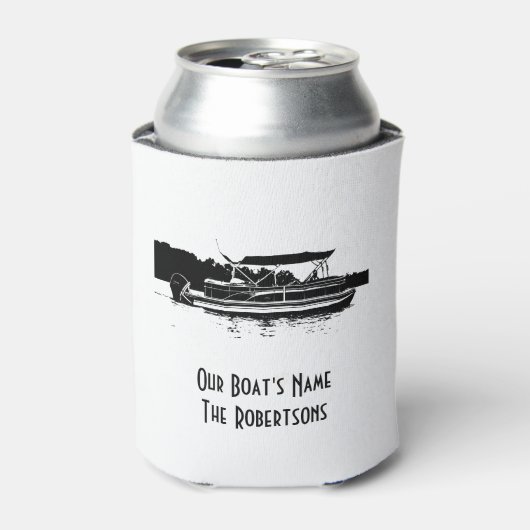 Black and White Pontoon Boat Koelbox Blikjeskoeler (Blikje Voorkant)