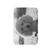 Black and White Poodle Face Puppy Eyes Badmat (Voorkant Verticaal)