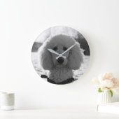 Black and White Poodle Face Puppy Eyes Grote Klok (Huis)