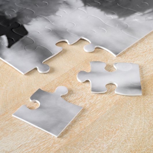 Black and White Poodle Face Puppy Eyes Legpuzzel (Zijkant)